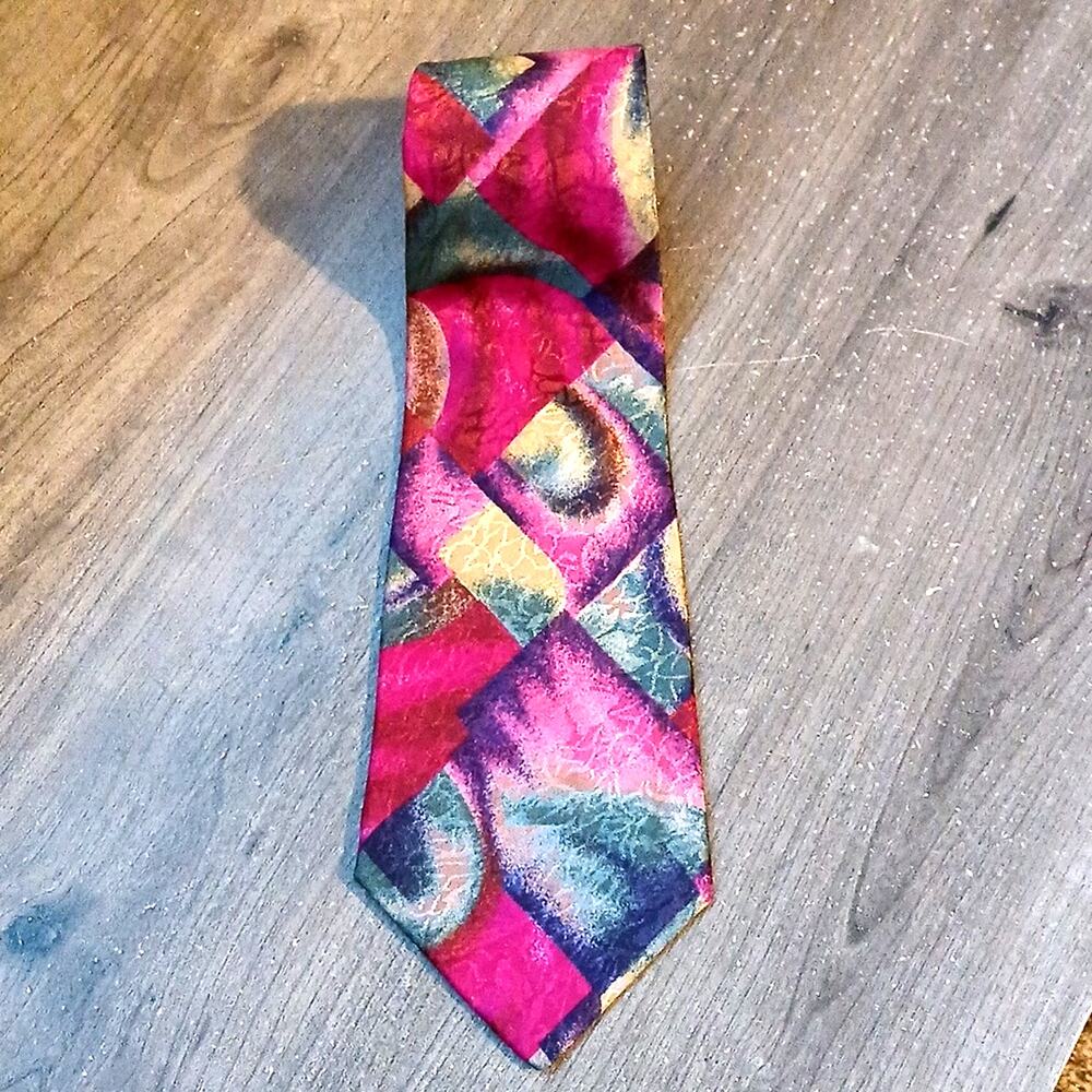 Vintage Cappuccino Watercolor Metallic Shimmer Abstract Tie